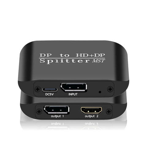 USB-C to Dual DisplayPort MST Adapter on clean background