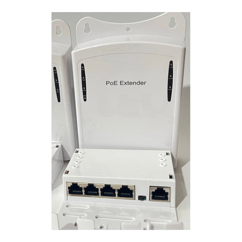 Outdoor PoE Extender 1 Input to 4 Outputs IP66 on clean background