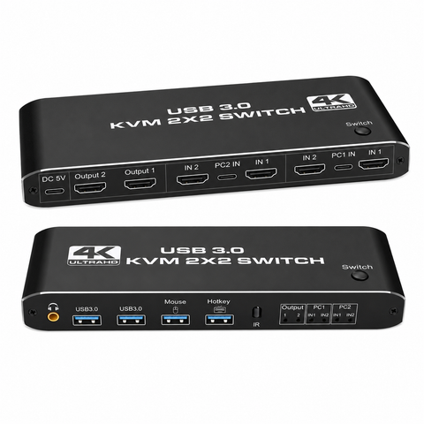 2-computer dual-monitor HDMI USB 3.0 KVM switch