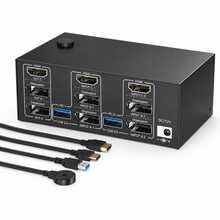 2-computer triple-monitor HDMI DisplayPort KVM switch