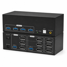 Triple-monitor KVM DisplayPort connection panel