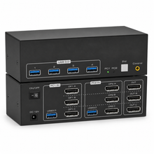 Triple-monitor DisplayPort KVM USB 3.0 ports and controls