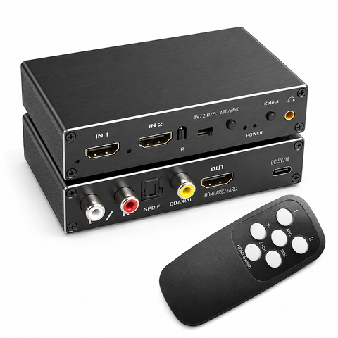 2-input HDMI switch with ARC audio extractor