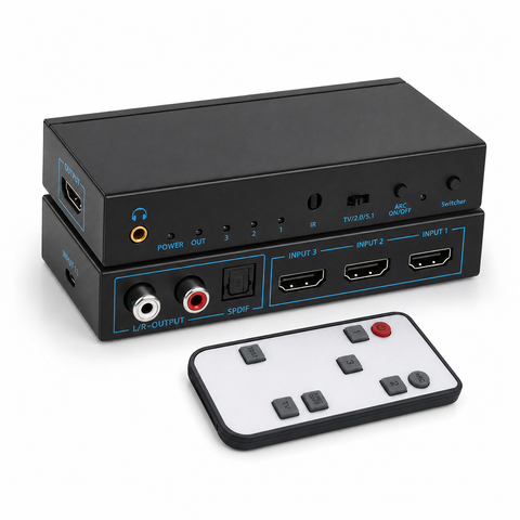 3-input HDMI switch with audio extractor