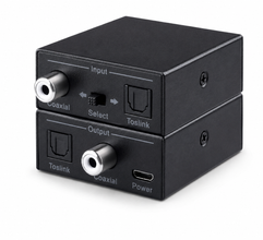 Bidirectional Toslink coaxial converter elevated view