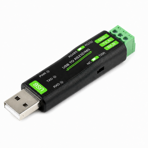 Industrial USB to RS232 RS485 converter front view