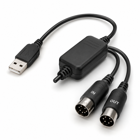 USB MIDI IN OUT interface cable full view
